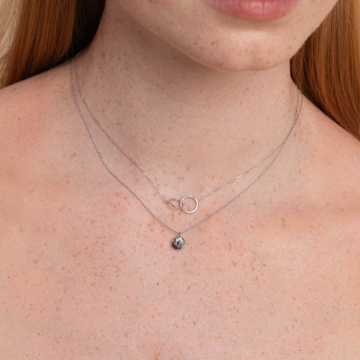 December Birthstone Necklace in Solid White Gold