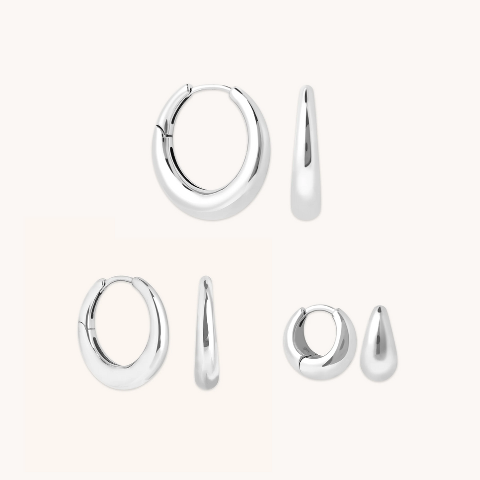 Dome Hoops Gift Set in Silver