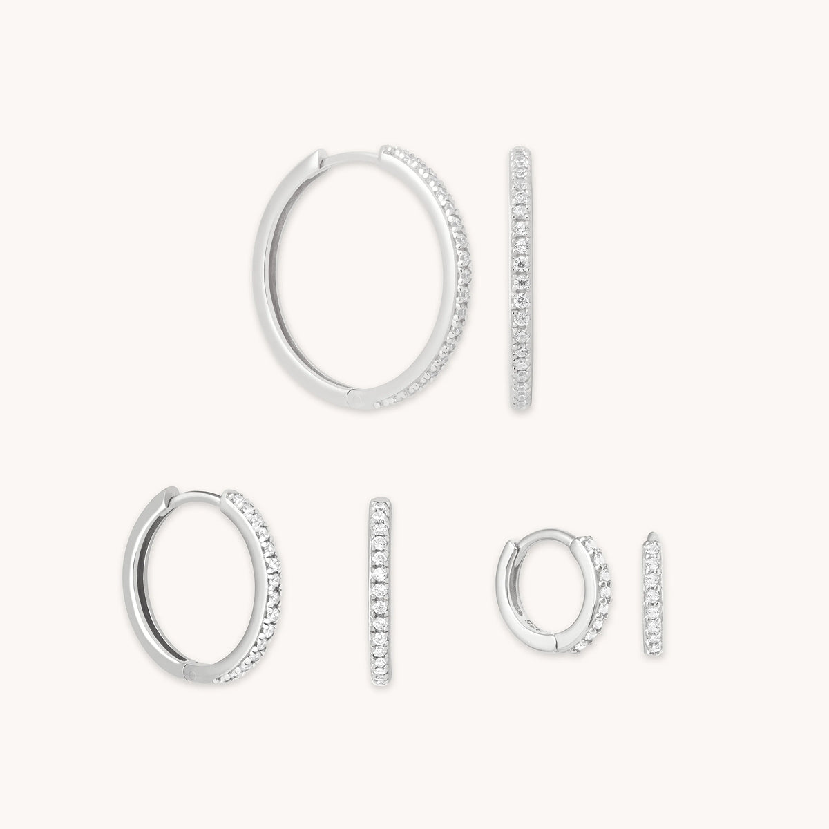 Crystal Hoop to Huggie Gift Set in Silver