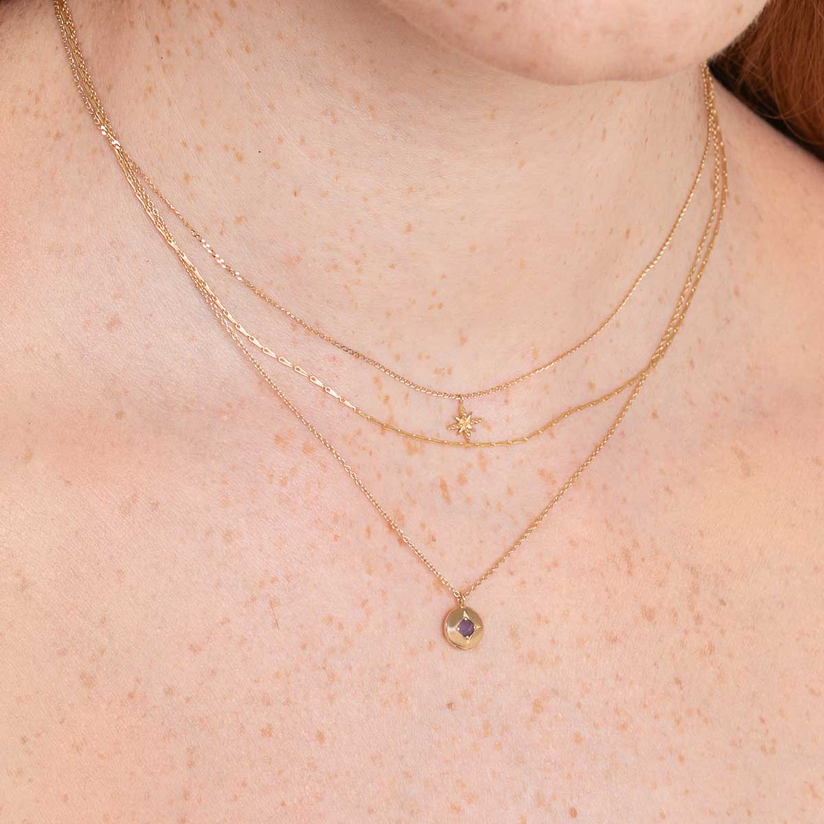 February Birthstone Necklace in Solid Gold