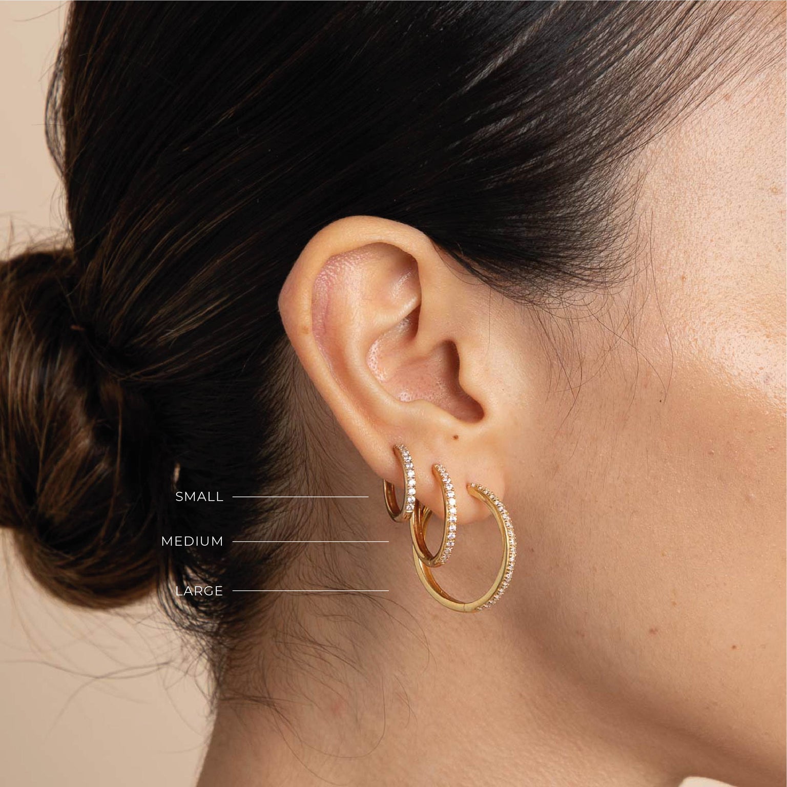 18k Gold Plated Jewellery - Essential Crystal Small Hoops in Gold - Hoop Earrings - Astrid &amp; Miyu