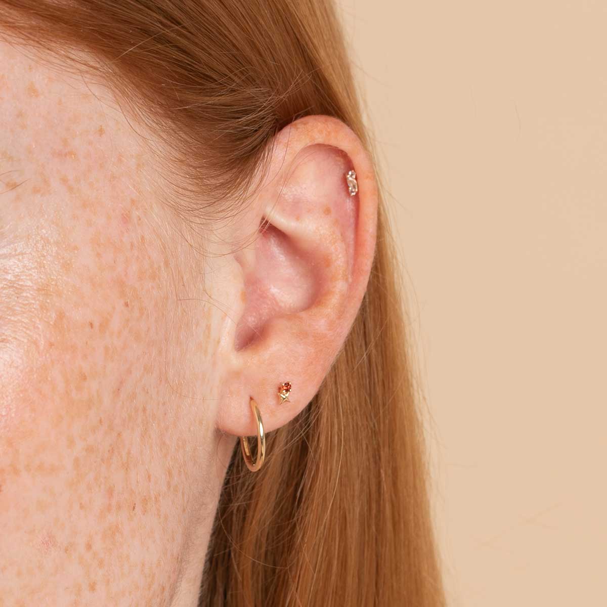 January Garnet Birthstone Earrings in Solid Gold