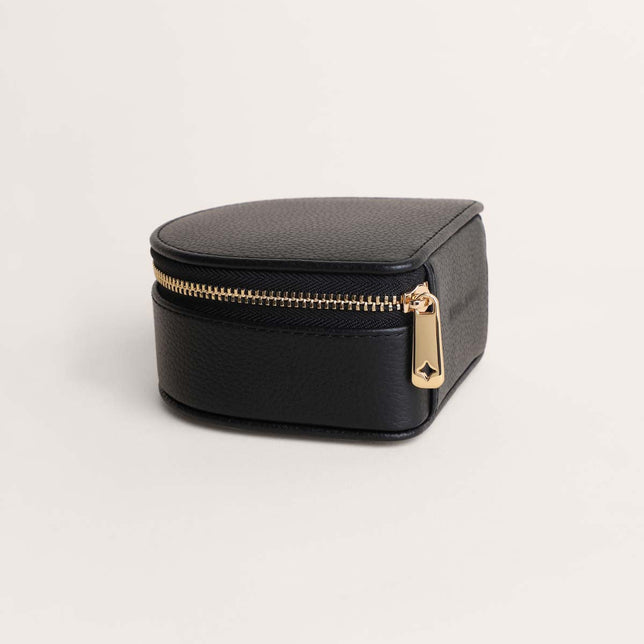 Leather Travel Jewelry Box in Black