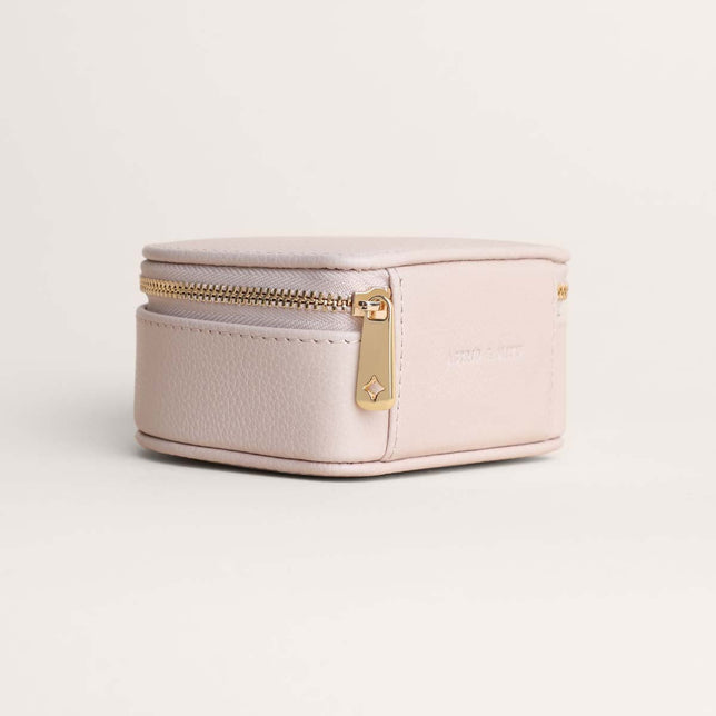 Leather Travel Jewelry Box in Fawn Sand