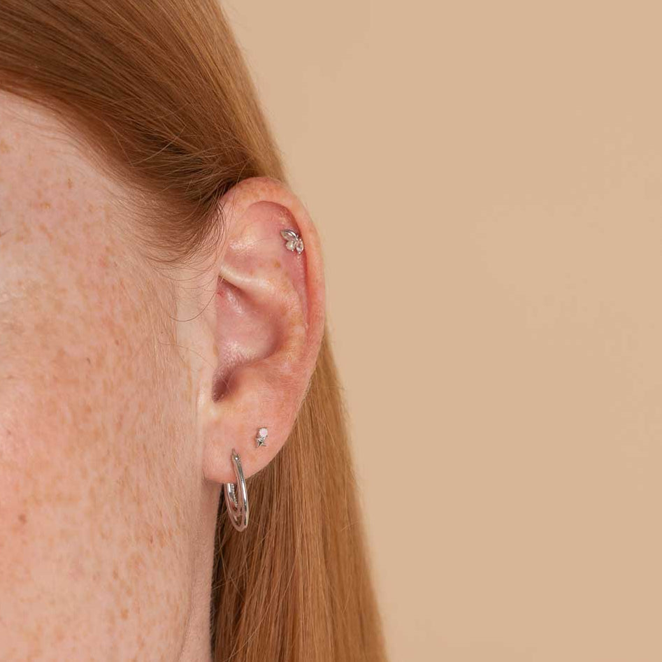 Birthstone Earrings - June Moonstone Birthstone Earrings in Solid White Gold - Stud Earrings - Astrid &amp; Miyu