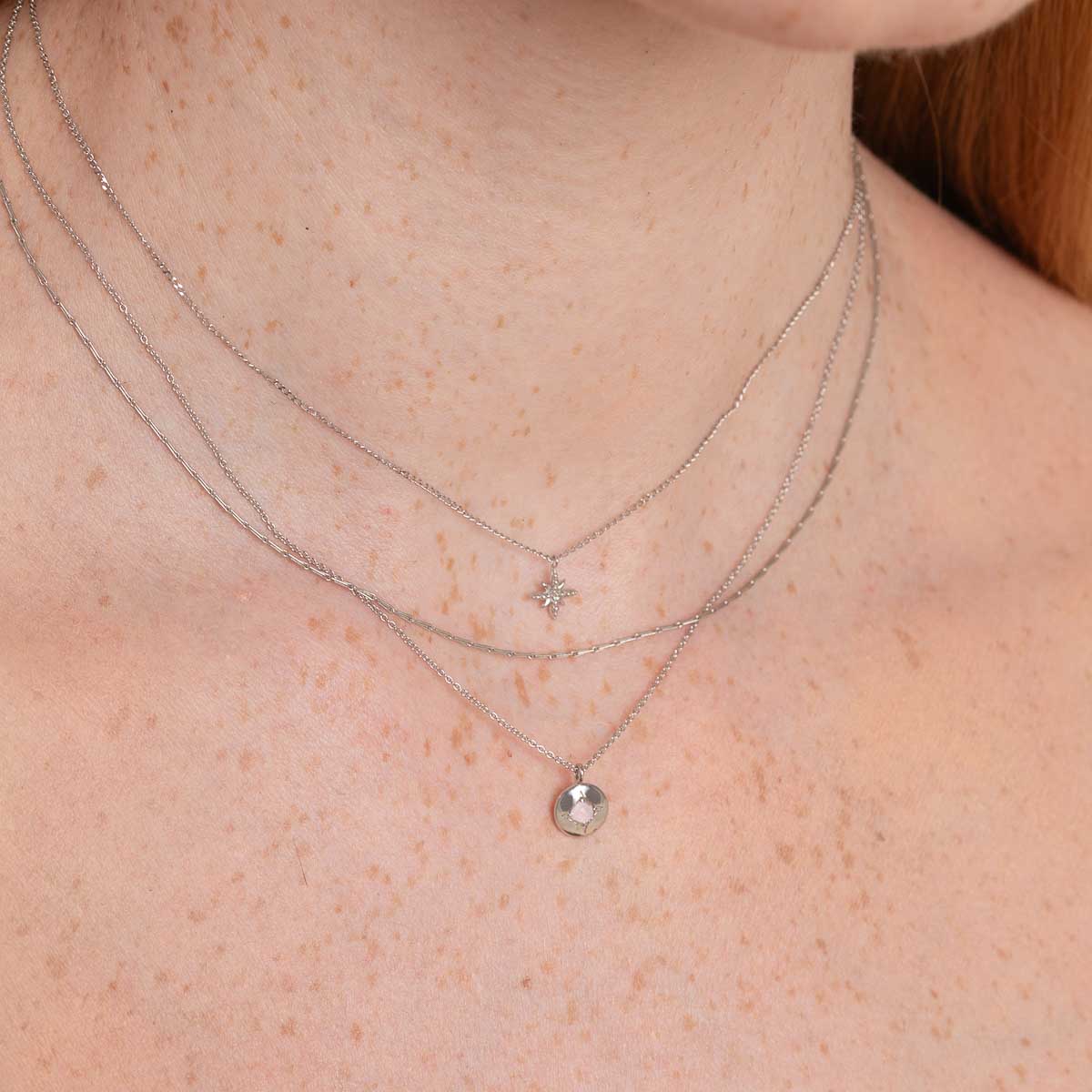 June Birthstone Necklace in Solid White Gold