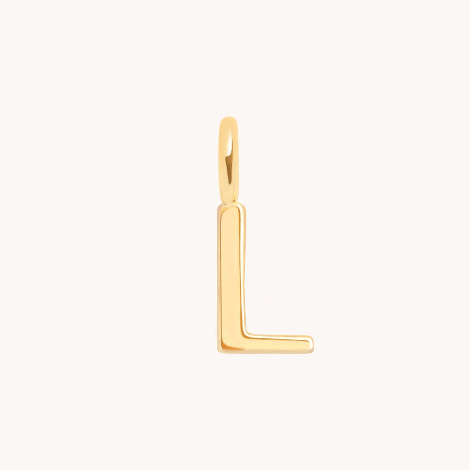 L Initial Charm 9k Gold