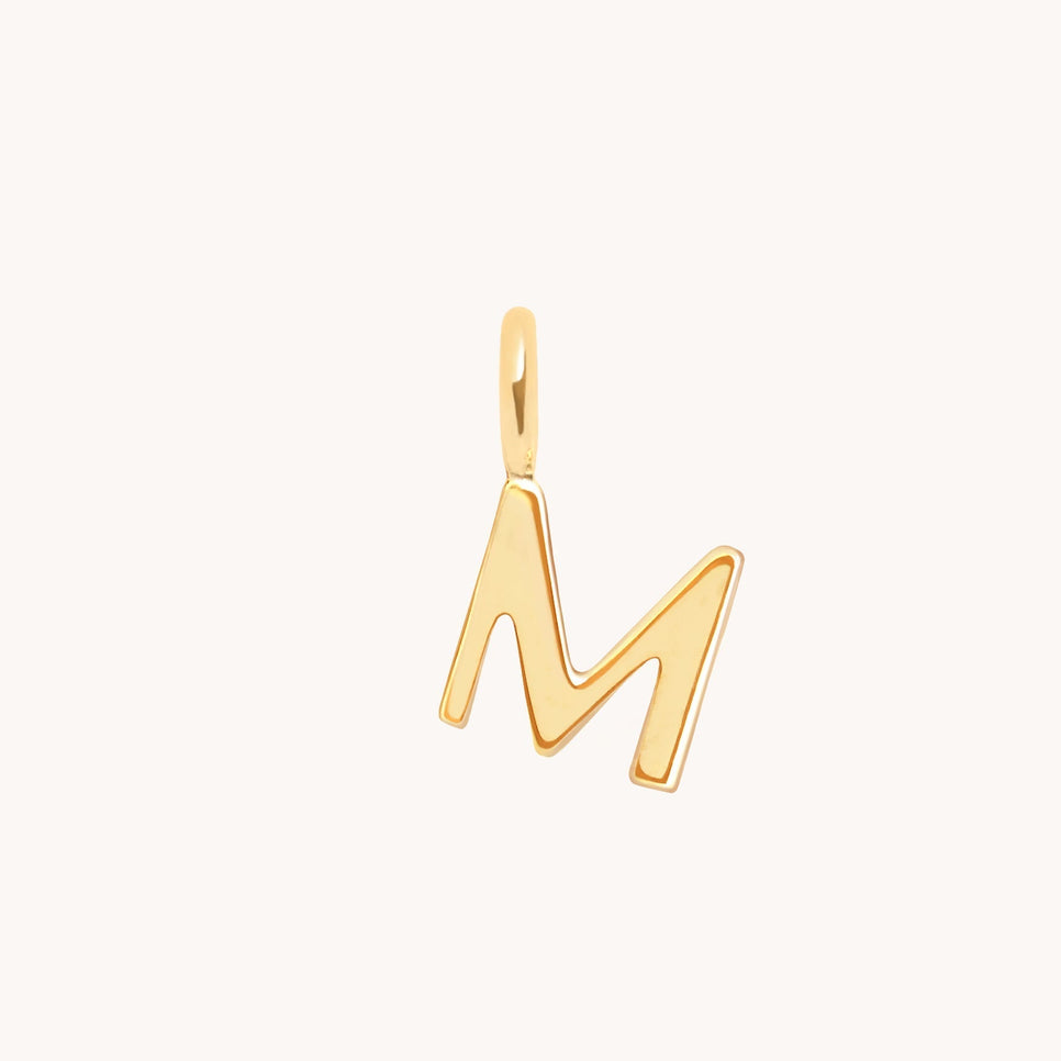 M Initial Charm 9k Gold