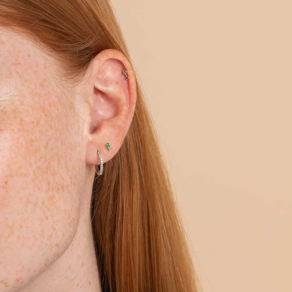 Birthstone Earrings - May Tsavorite Birthstone Earrings in Solid White Gold - Stud Earrings - Astrid &amp; Miyu