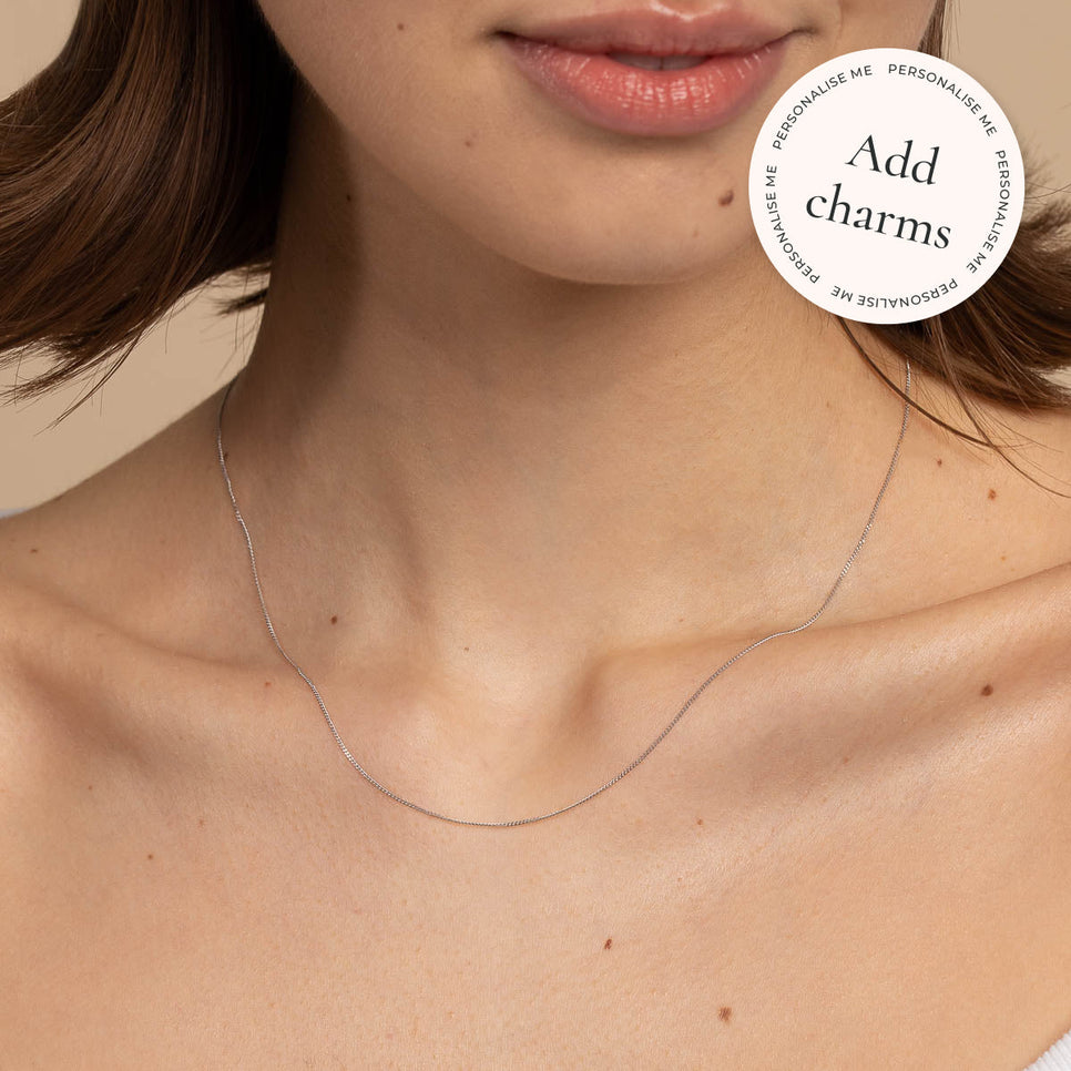 Charm Compatible Necklaces & Bracelets - Miyu Chain Necklace in Solid White Gold - - Astrid &amp; Miyu