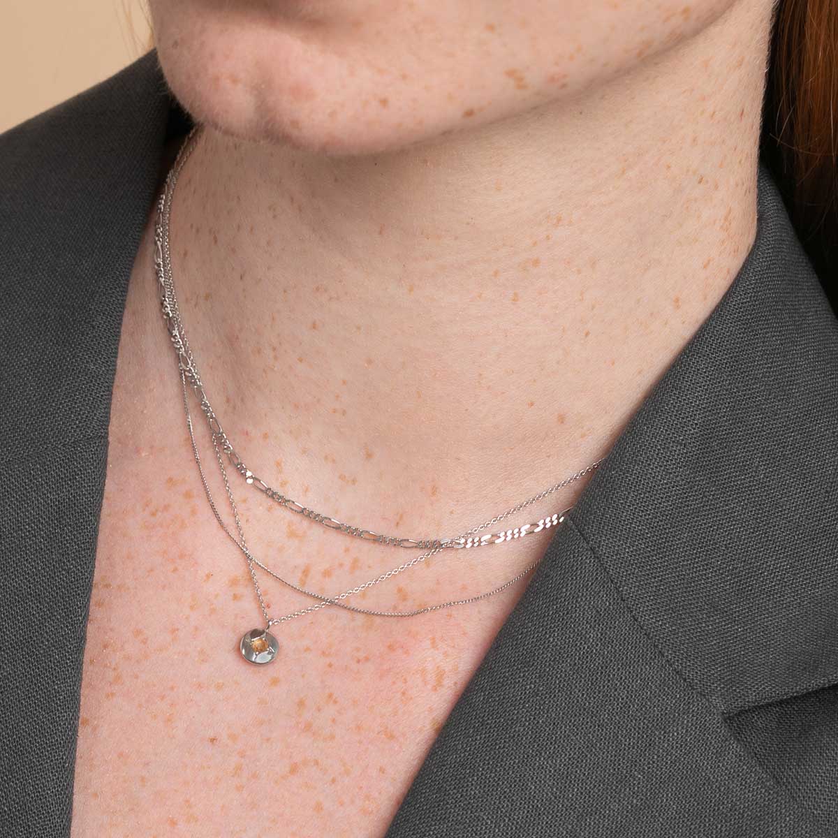 Gemstone Jewellery - November Citrine Birthstone Necklace in Solid White Gold - Pendant Necklace - Astrid &amp; Miyu