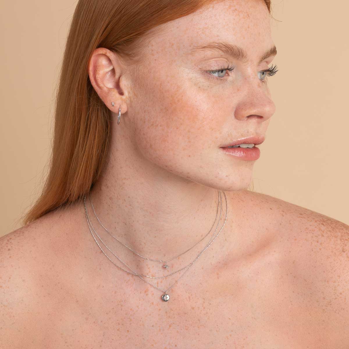 October Opal Birthstone Necklace in Solid White Gold