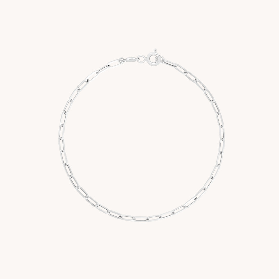 Piccadilly Chain Bracelet in Solid White Gold