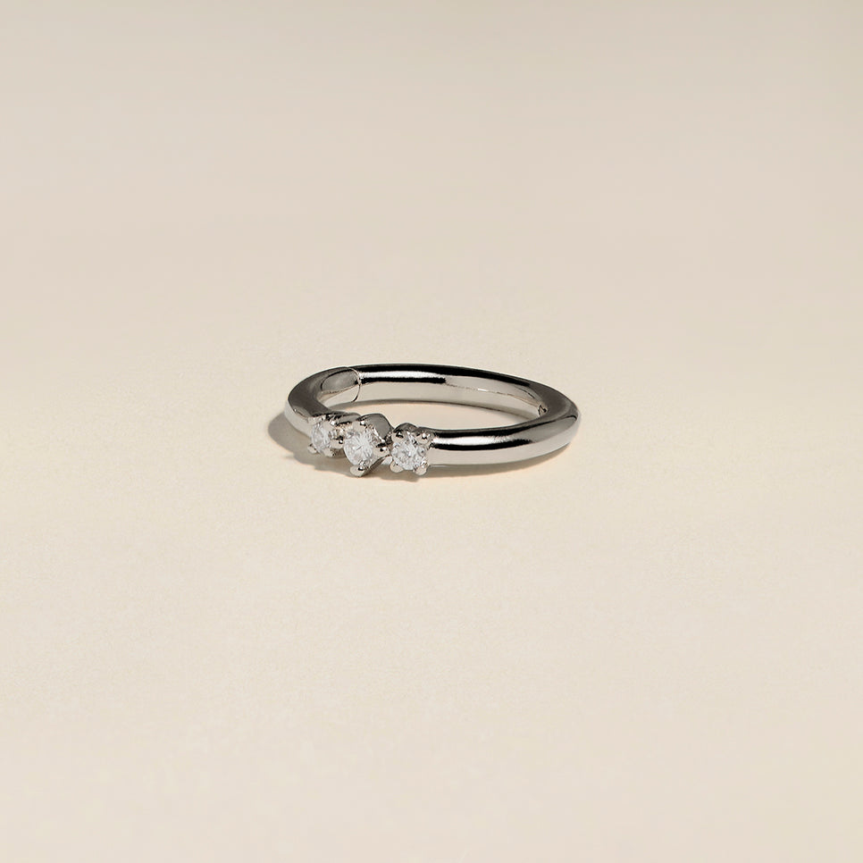 Diamond Triology Seamless Piercing Hoop in Solid White Gold