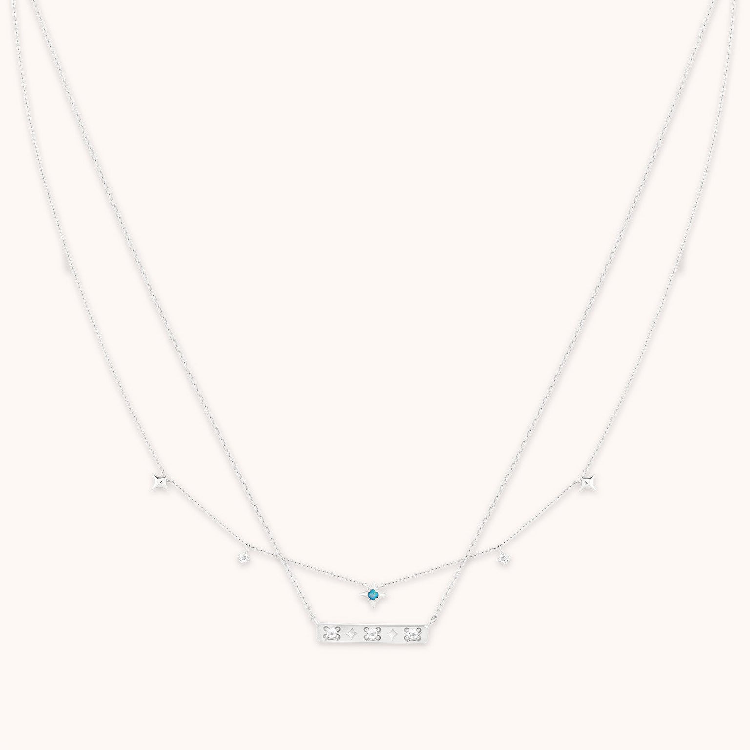 Cosmic Star Necklace Gift Set in Solid White Gold