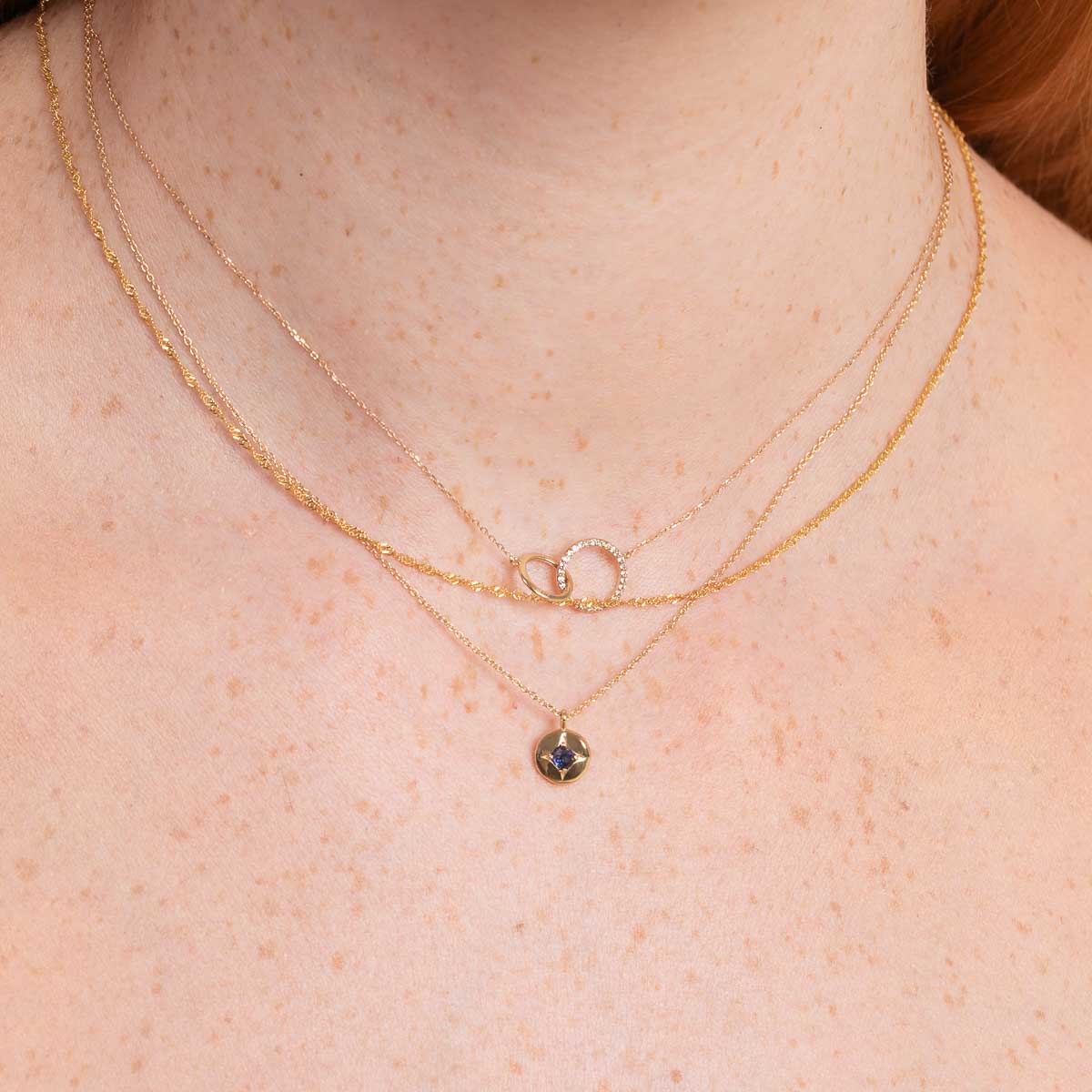 September Sapphire Birthstone Necklace in Solid Gold