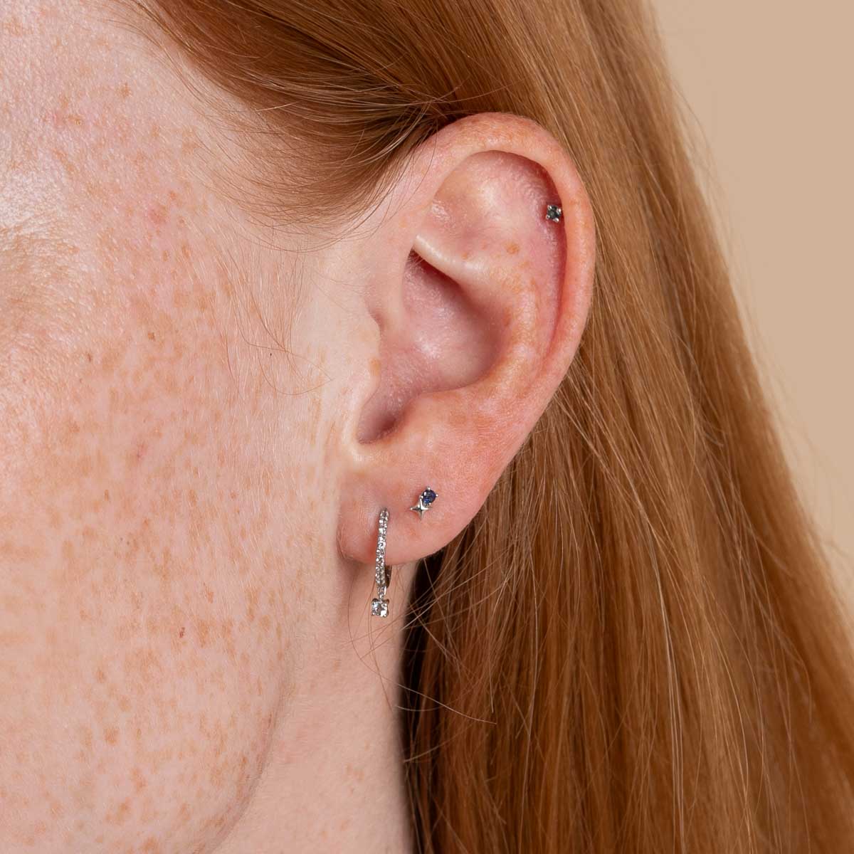 September Birthstone Earrings in Solid White Gold