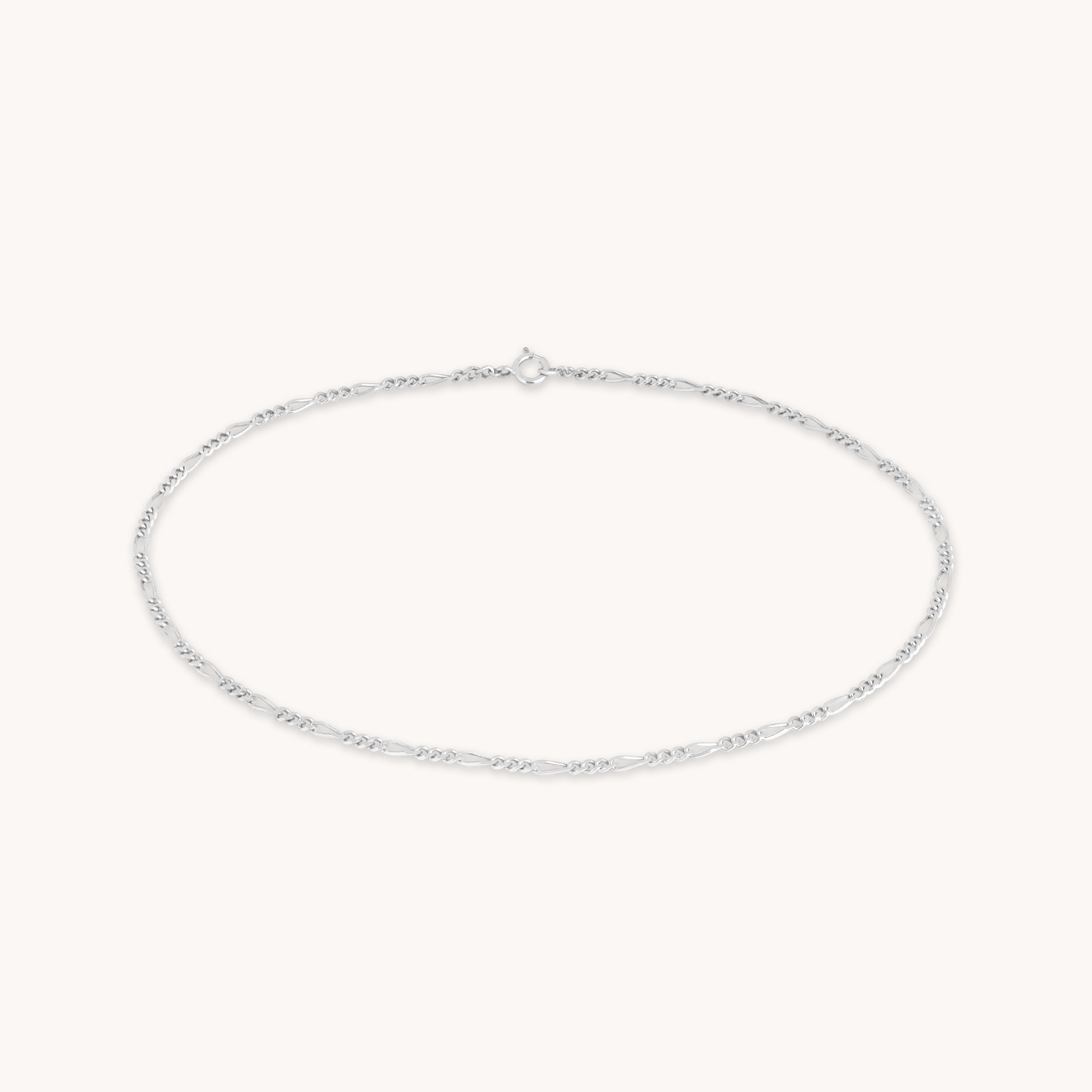 Soho Story Chain Anklet in Solid White Gold