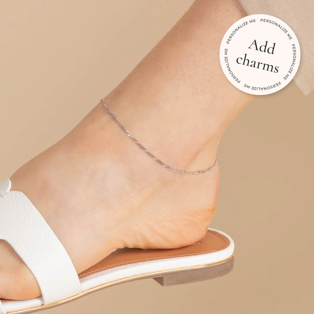 Soho Chain Anklet in Solid White Gold
