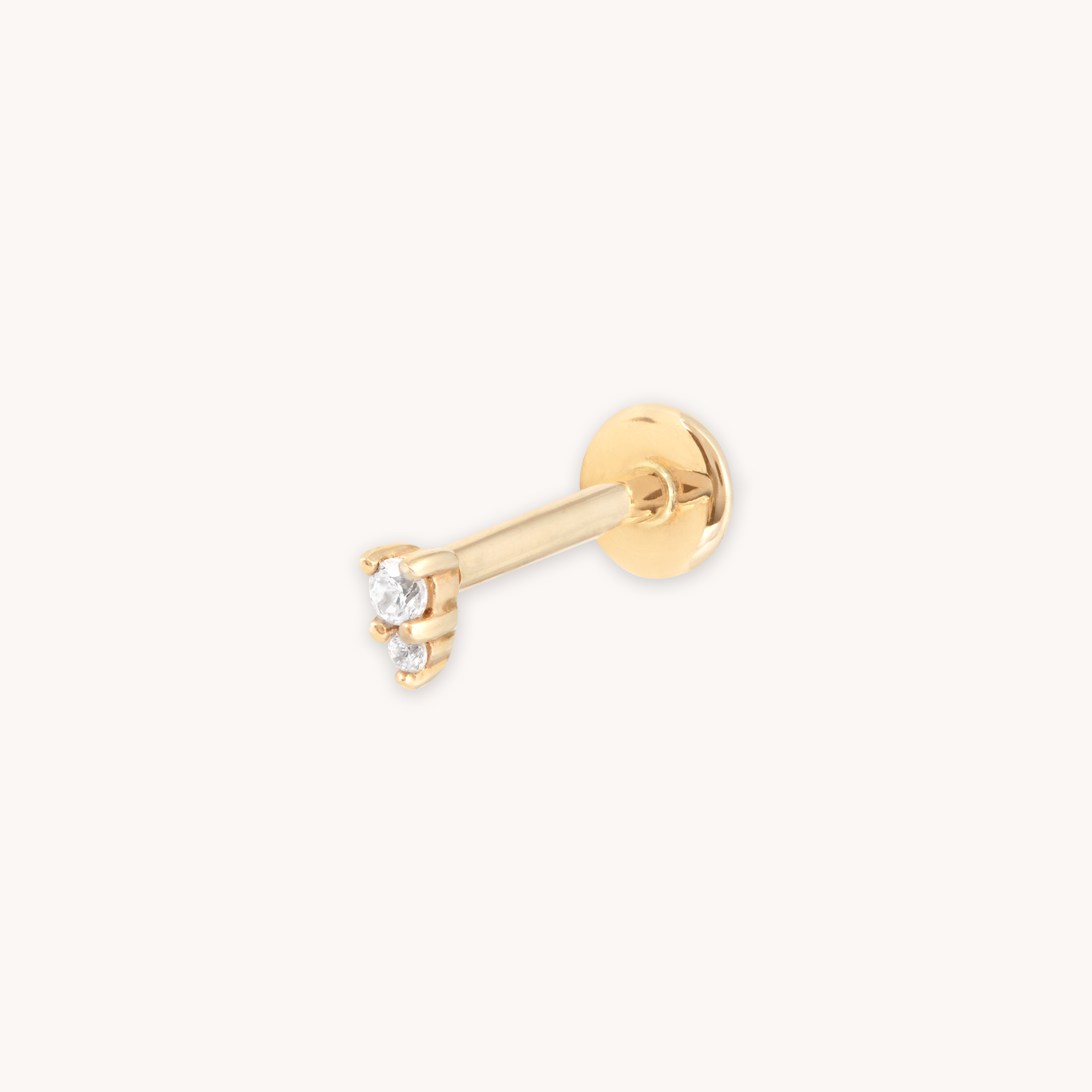 Stacked Topaz Piercing Stud in Solid Gold