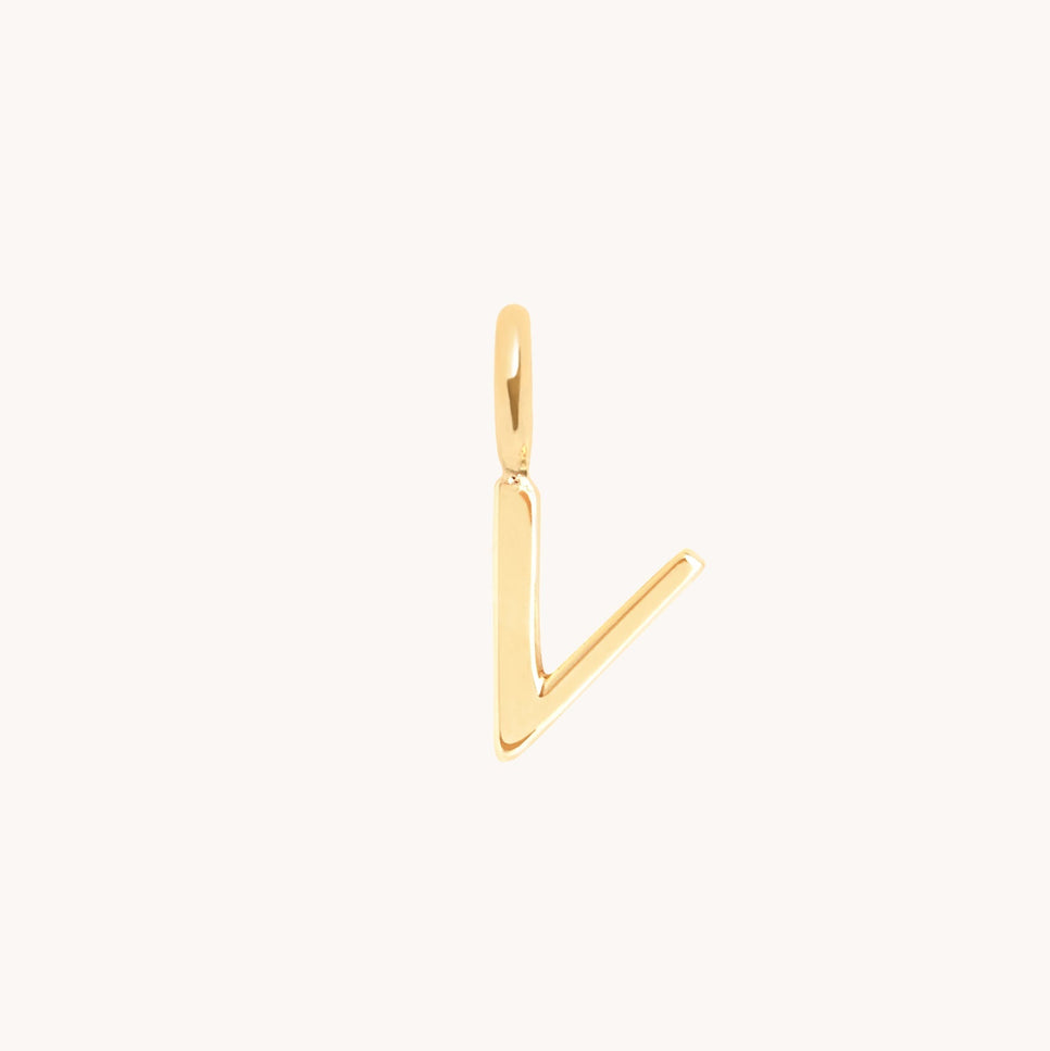 V Initial Charm 9k Gold