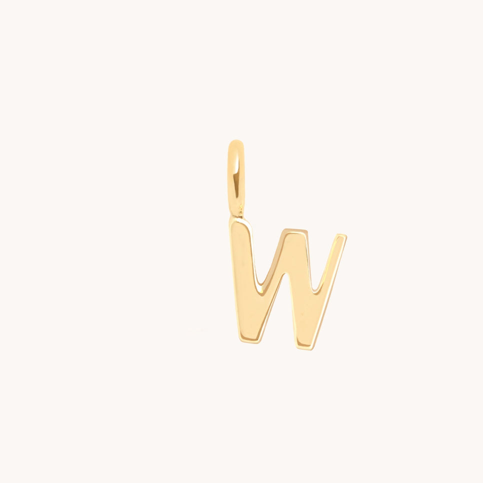 W Initial Charm 9k Gold