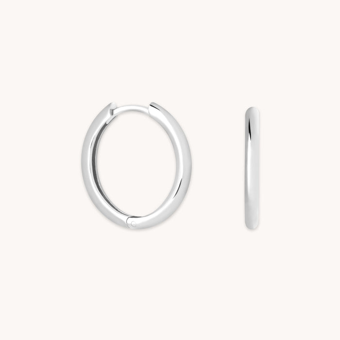 Essential Medium Hoops in Silver