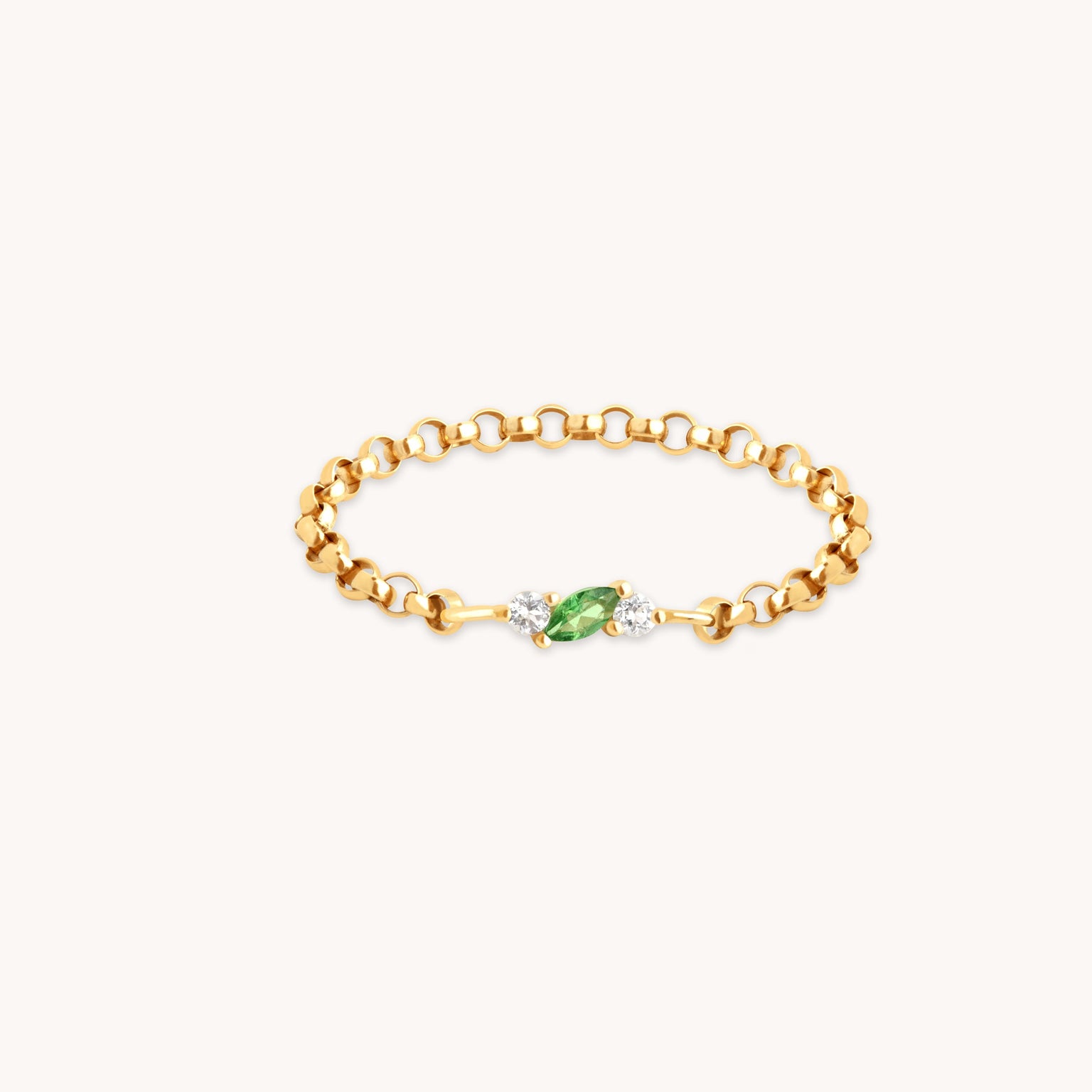 Tsavorite Chain Ring in Solid Gold