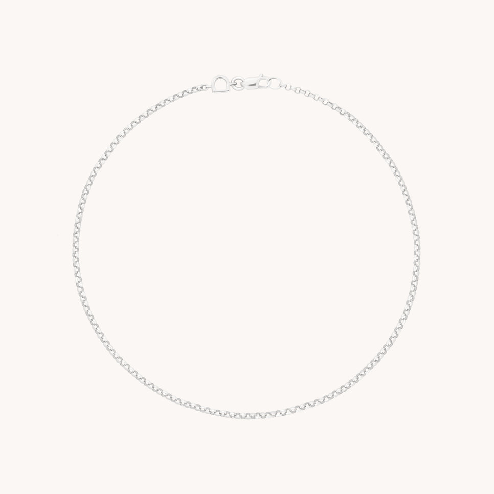 Chelsea Story Story Chain Anklet in Solid White Gold