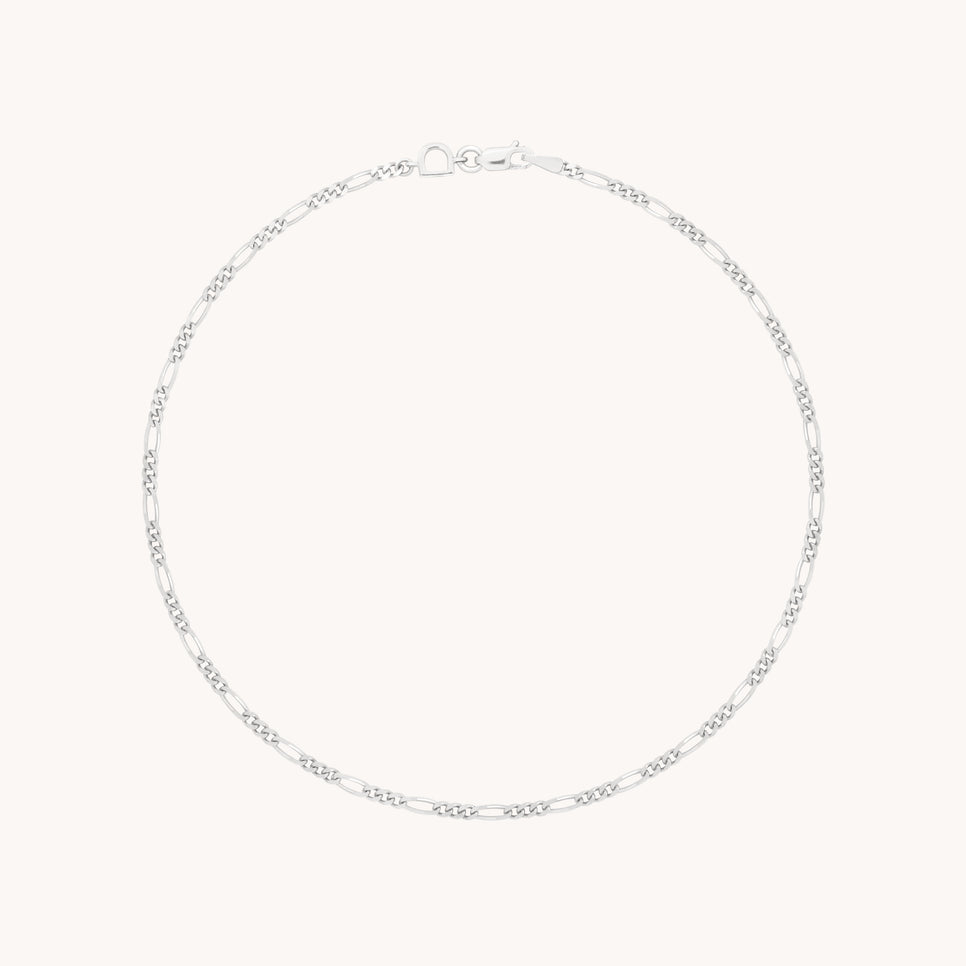 Soho Story Chain Anklet in Solid White Gold