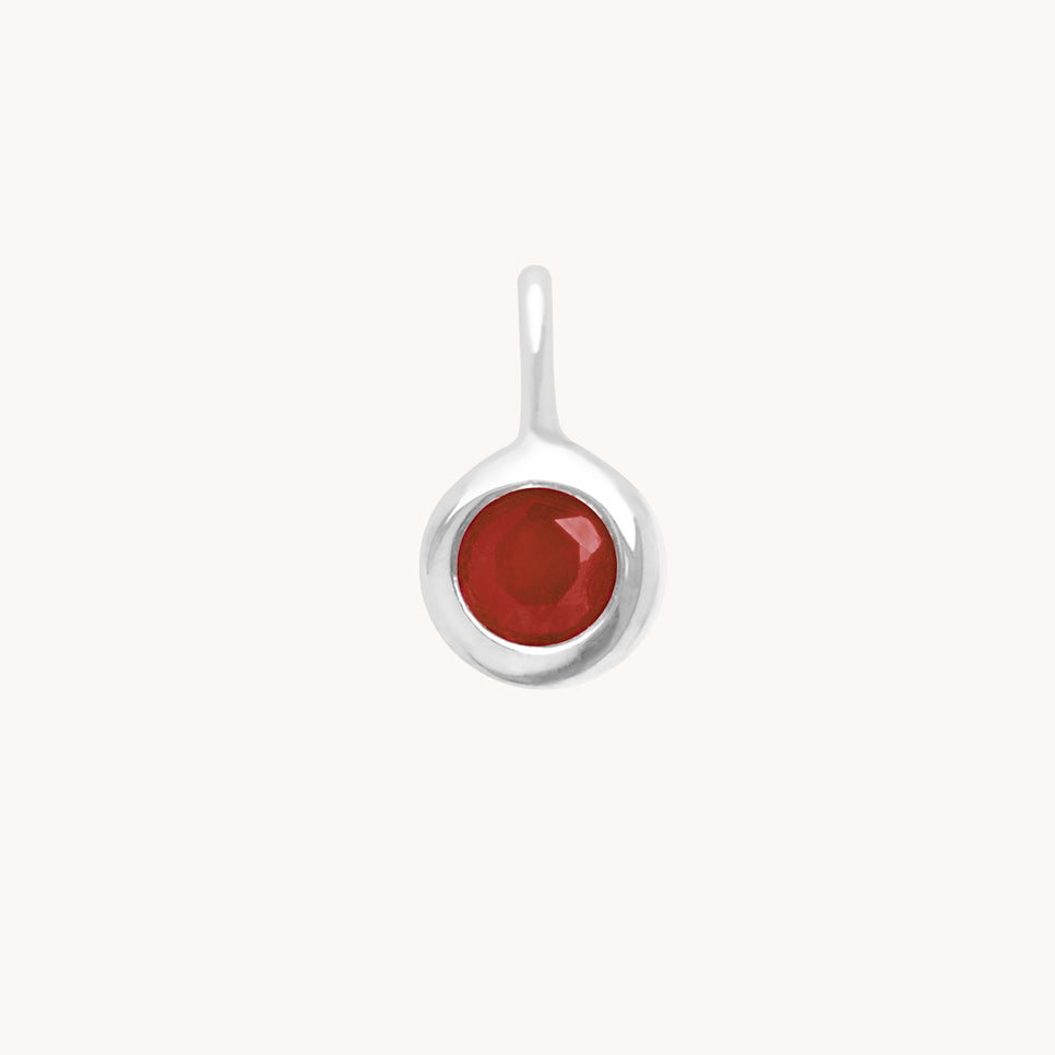 Carnelian Determination Charm 9k White Gold