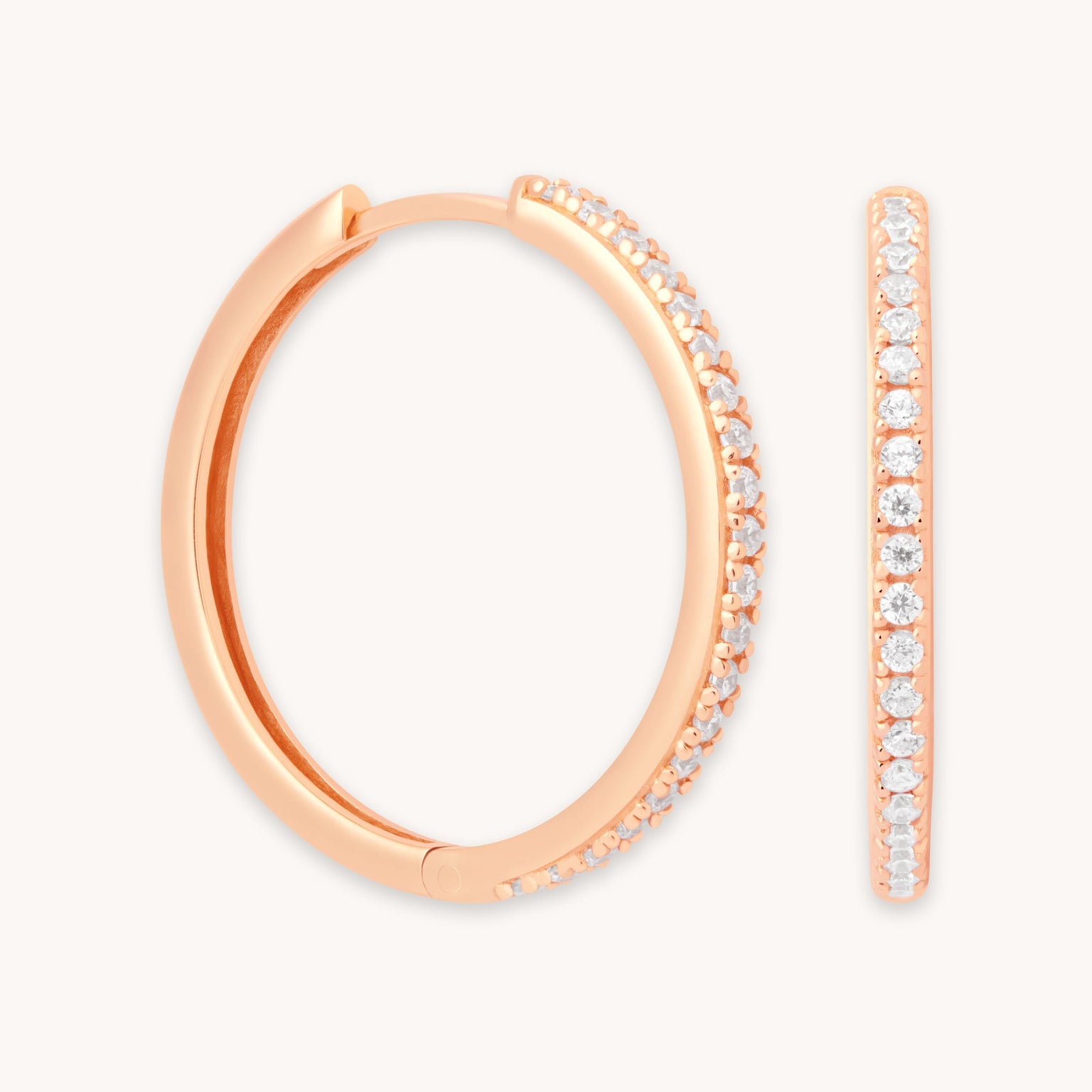 Crystal Hinge Large Hoops in Rose Gold