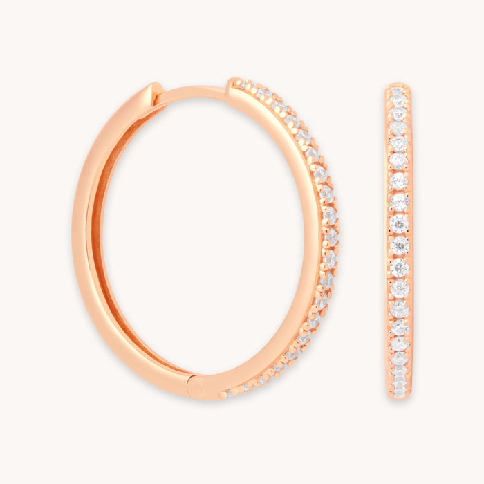 Crystal Hinge Large Hoops in Rose Gold