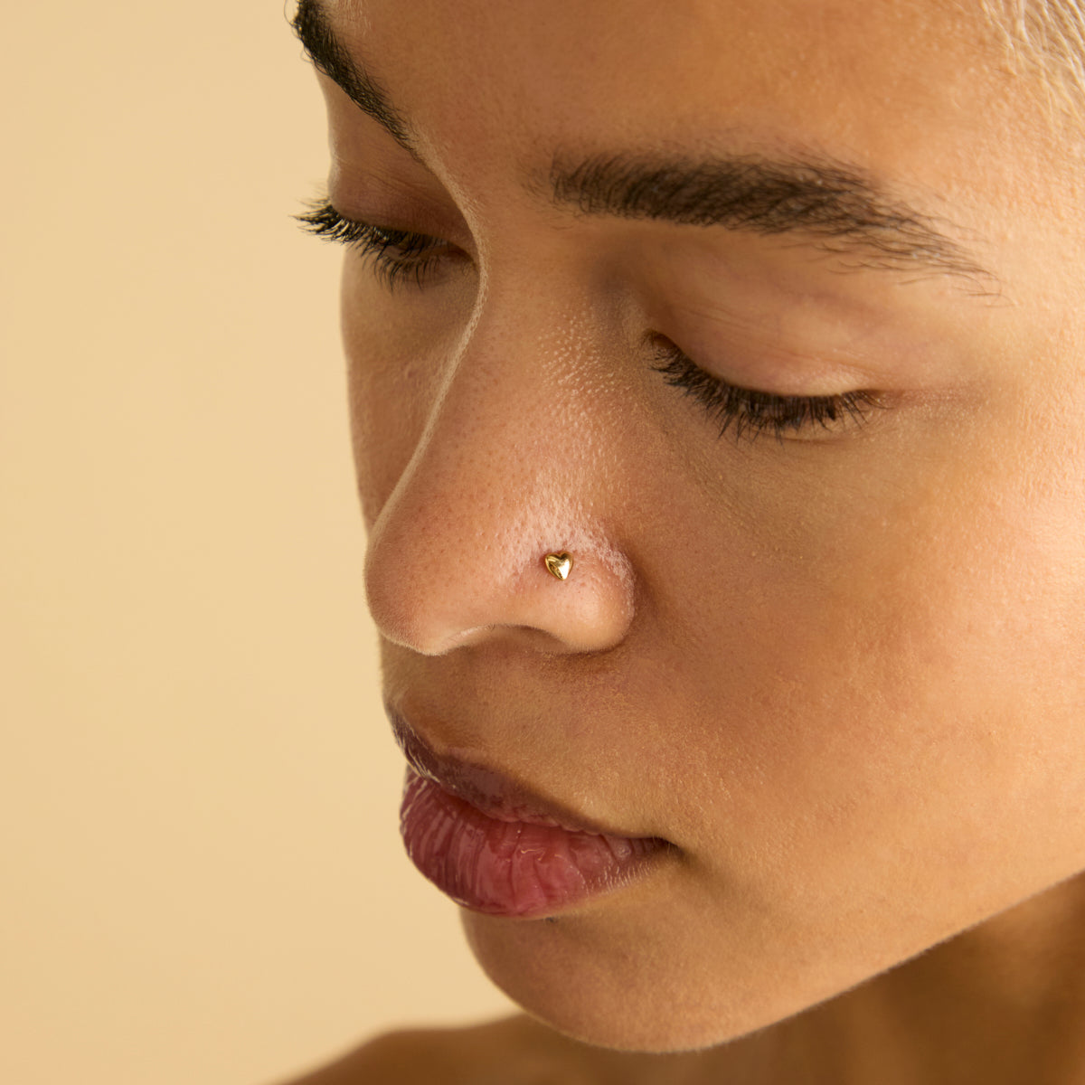 Heart Piercing Stud in Solid Gold