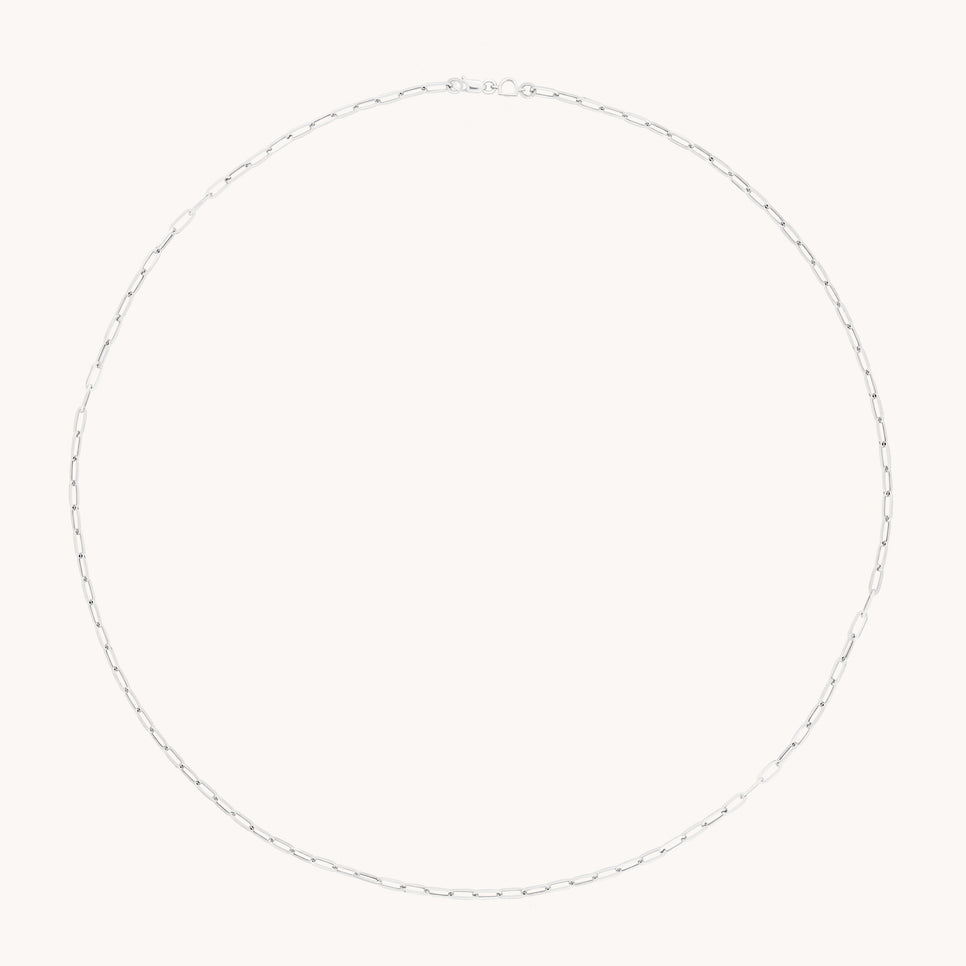 Piccadilly Story Chain Necklace in Solid White Gold