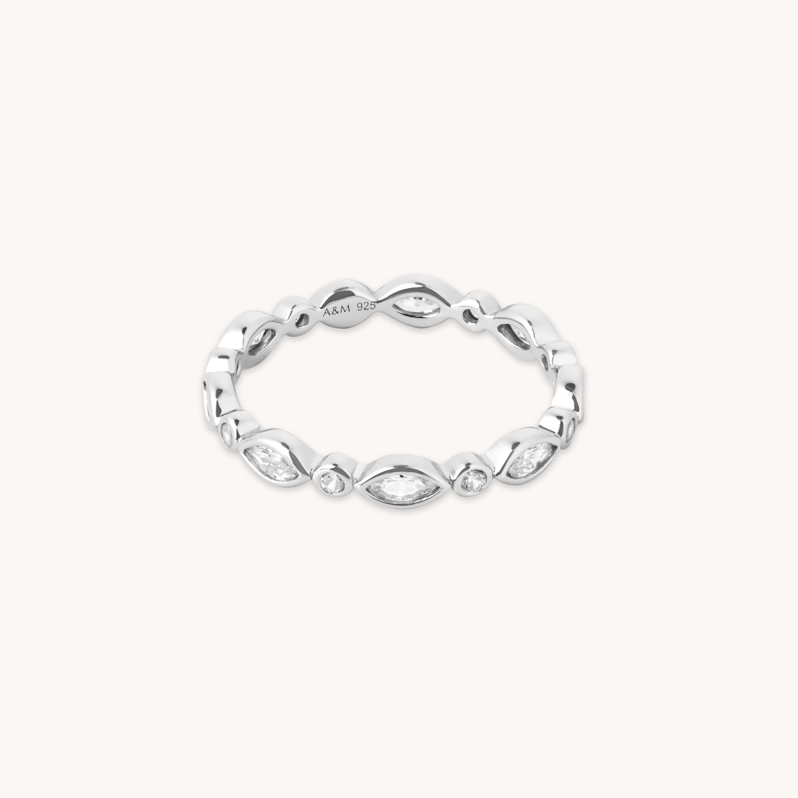 Navette Crystal Silver Band Ring | Astrid & Miyu Rings