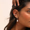 Wave Crystal Ear Cuff in Silver worn layered Wave Ear Cuff