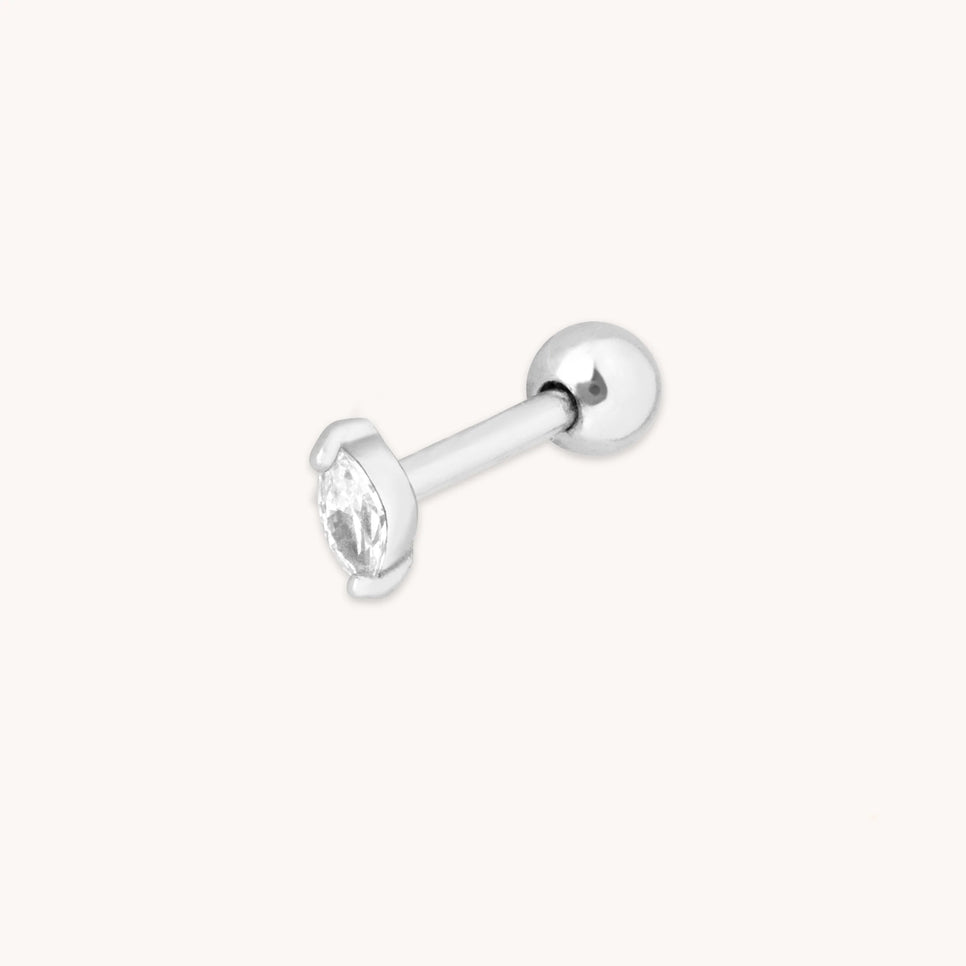 Navette Crystal Barbell in Silver