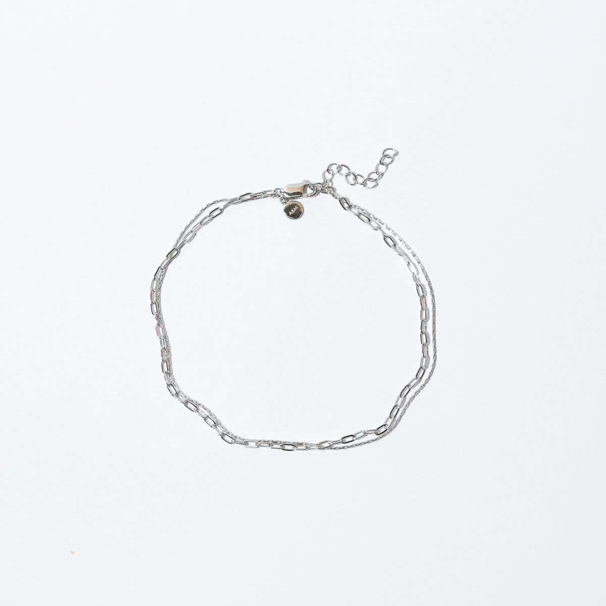 Duo Chain Anklet in Silver flat lay