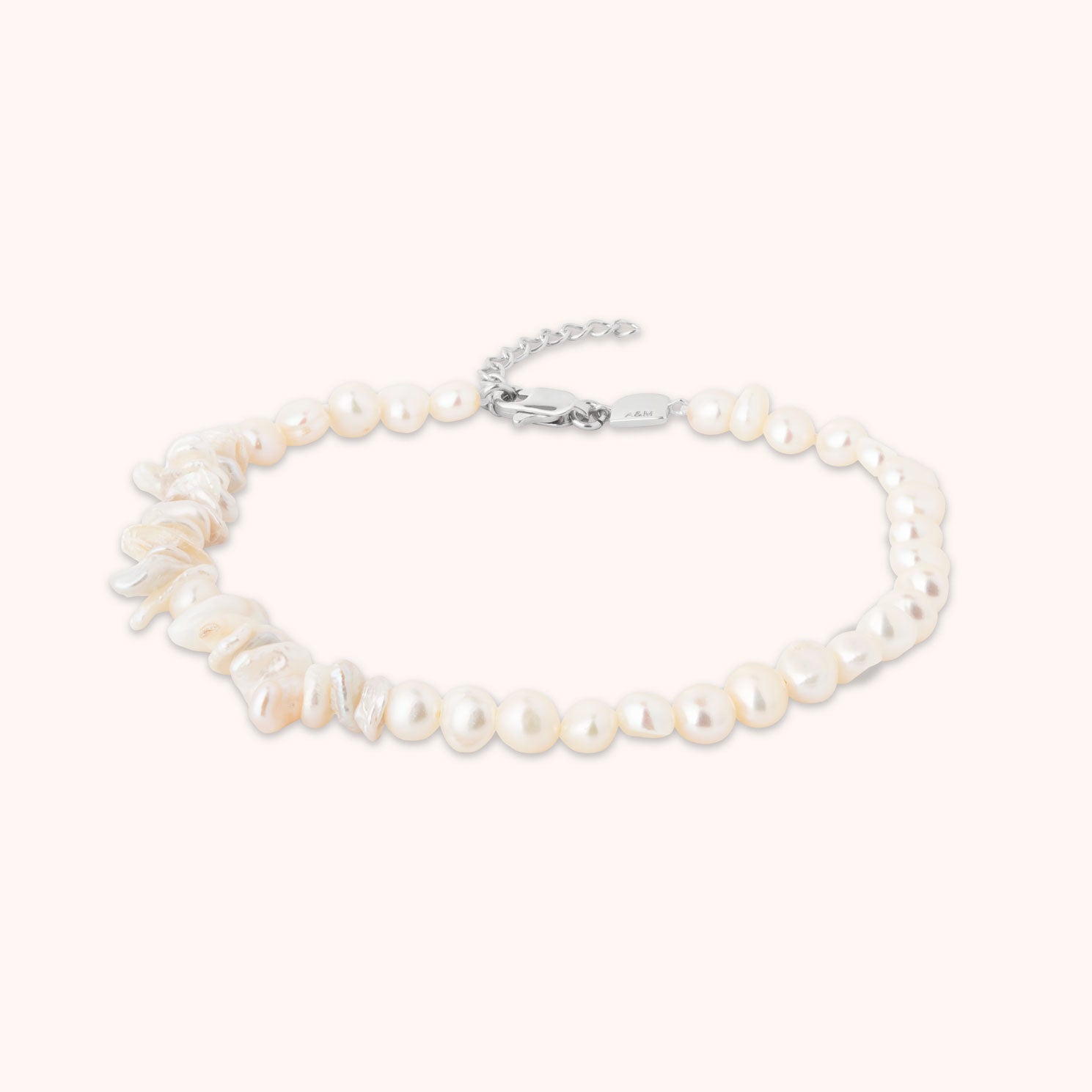 Pearl Beaded Anklet in Silver