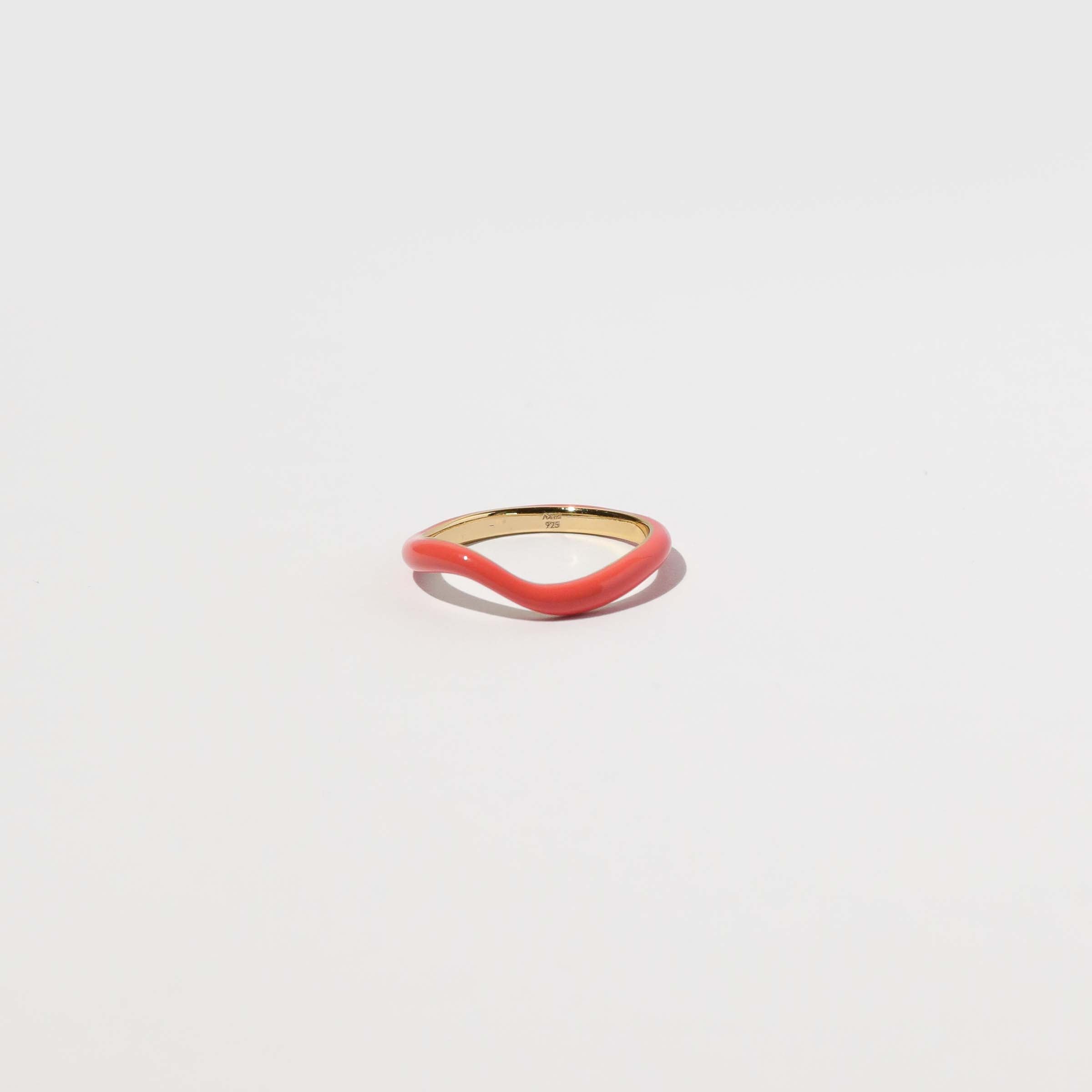 Wave Coral Enamel Ring  flat lay