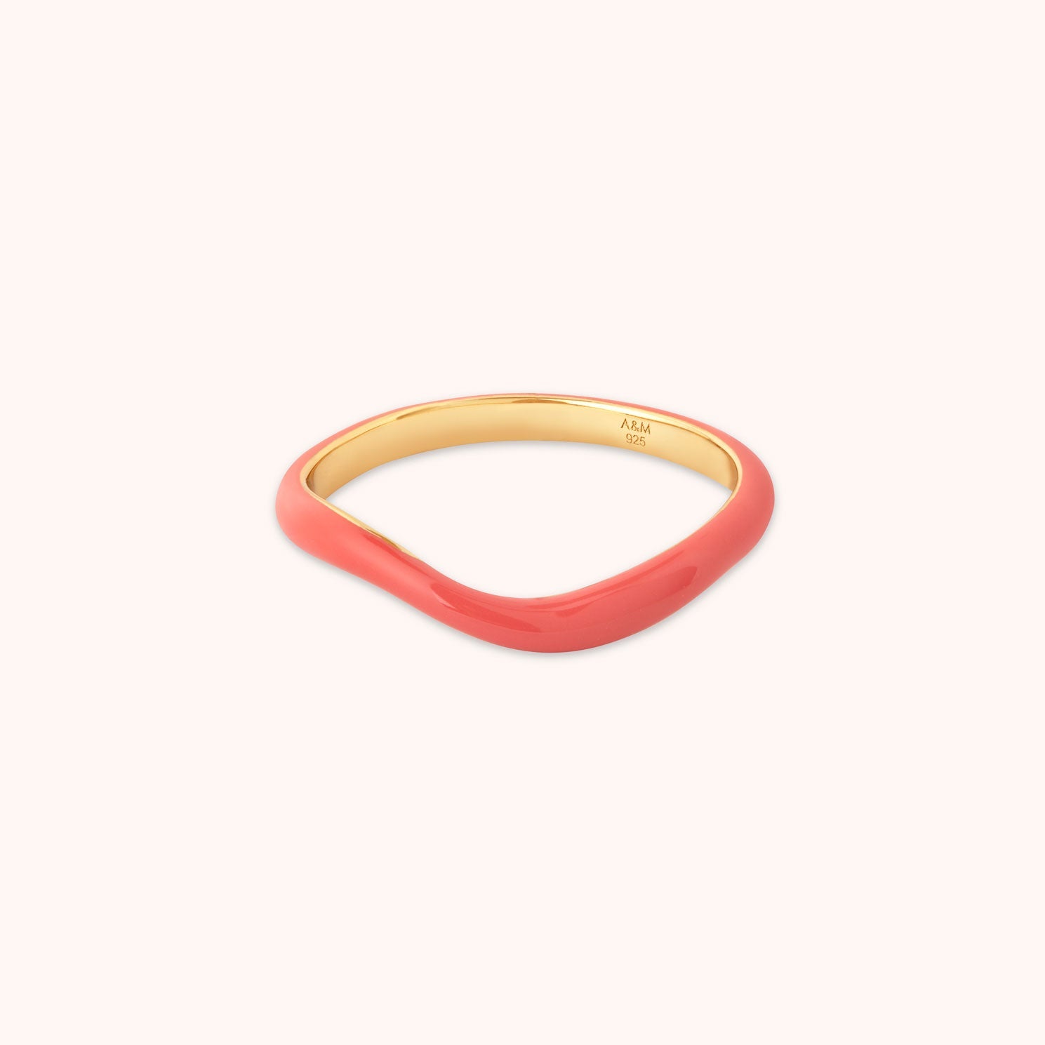 Wave Coral Enamel Ring