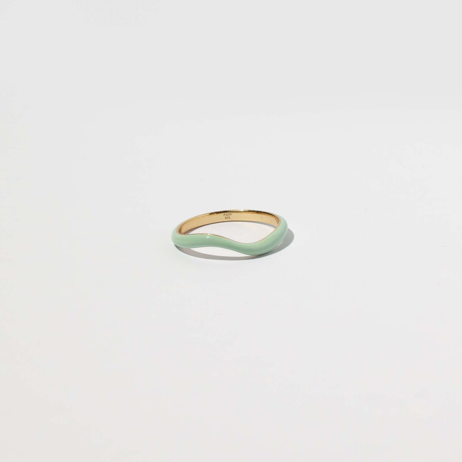 Wave Mint Enamel Ring flat lay