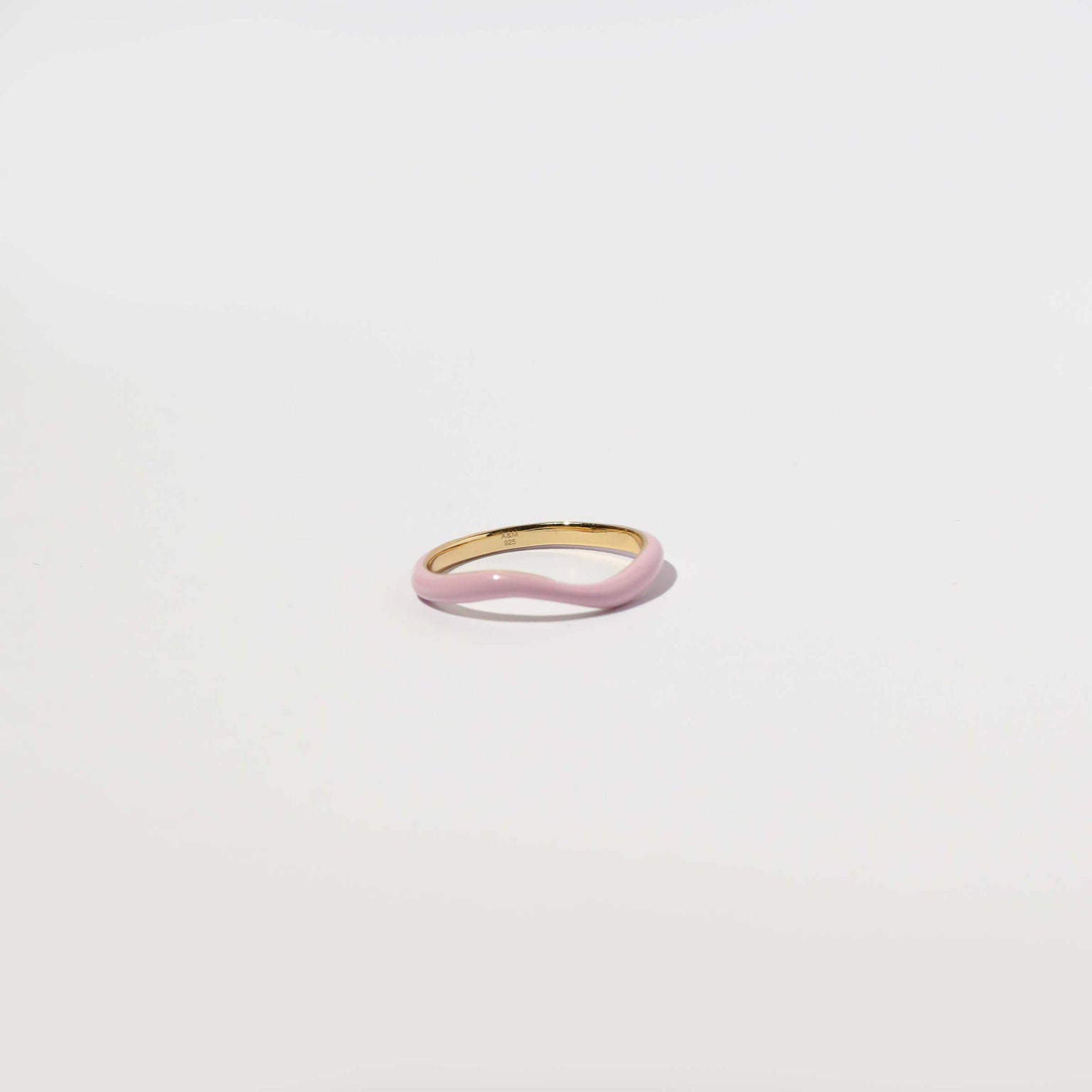 Wave Pink Enamel Ring in Gold flat lay