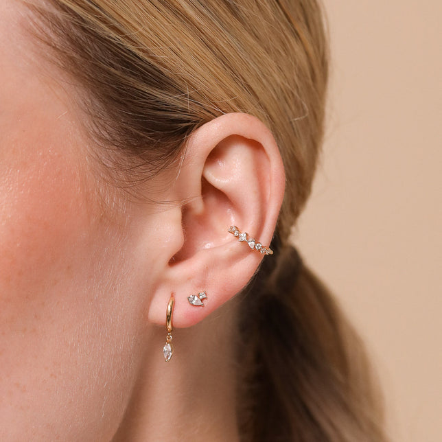 [Single] Tragus piercing lozenge and zircons Gold-plated