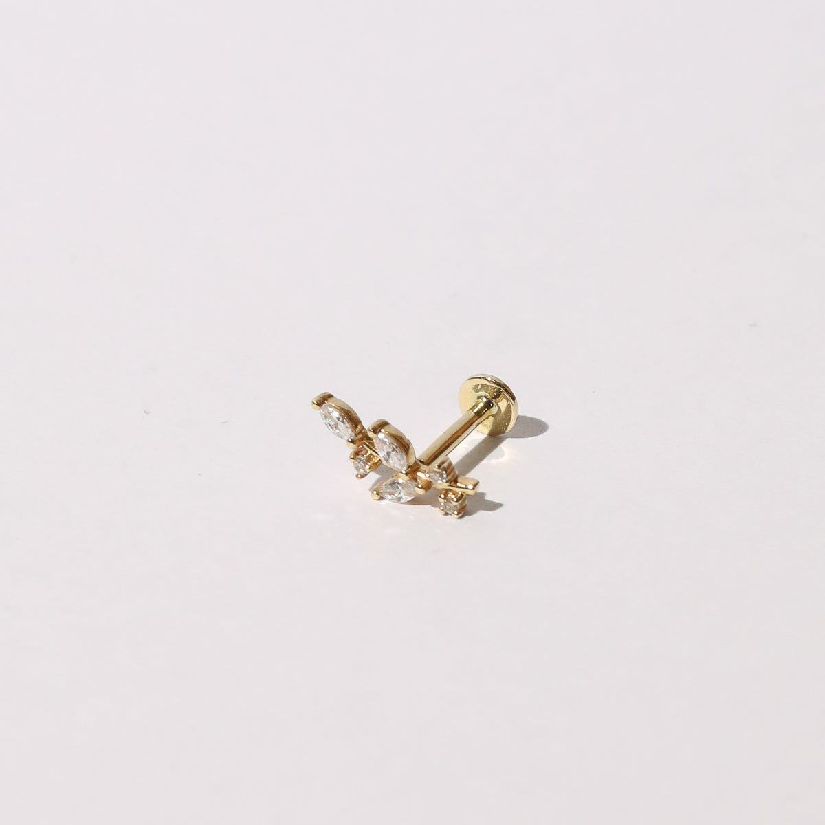 Botanical Piercing Stud 6mm in Solid Gold flat lay