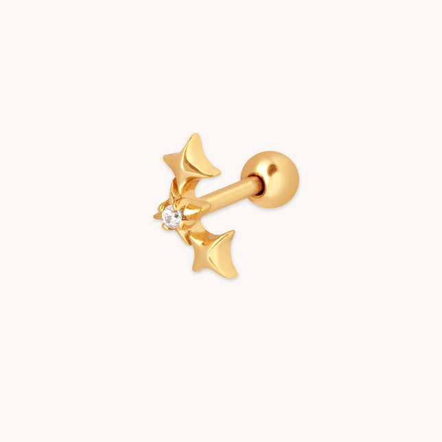 Cosmic Star Curved Barbell in Gold
