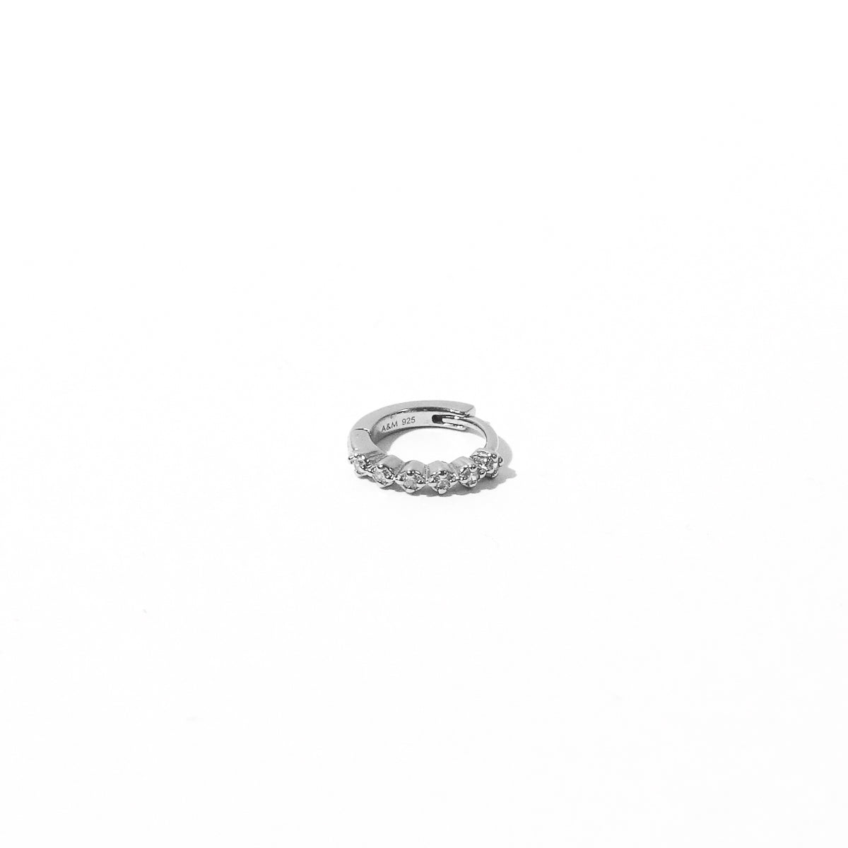 Illume Crystal 8mm Hoop in Silver flat lay shot