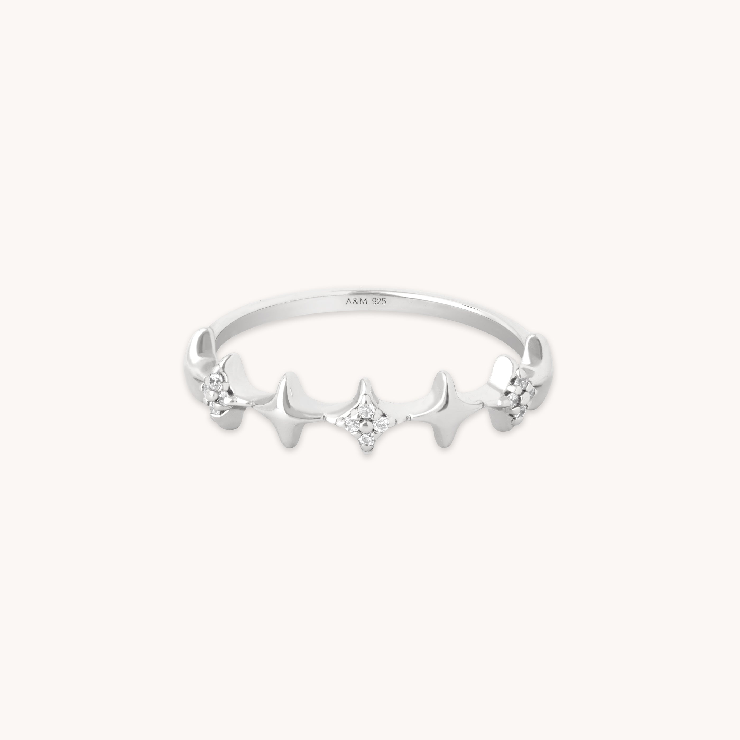Cosmic Star Stacking Ring in Silver