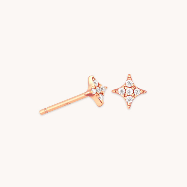Cosmic Star Crystal Stud Earrings in Rose Gold